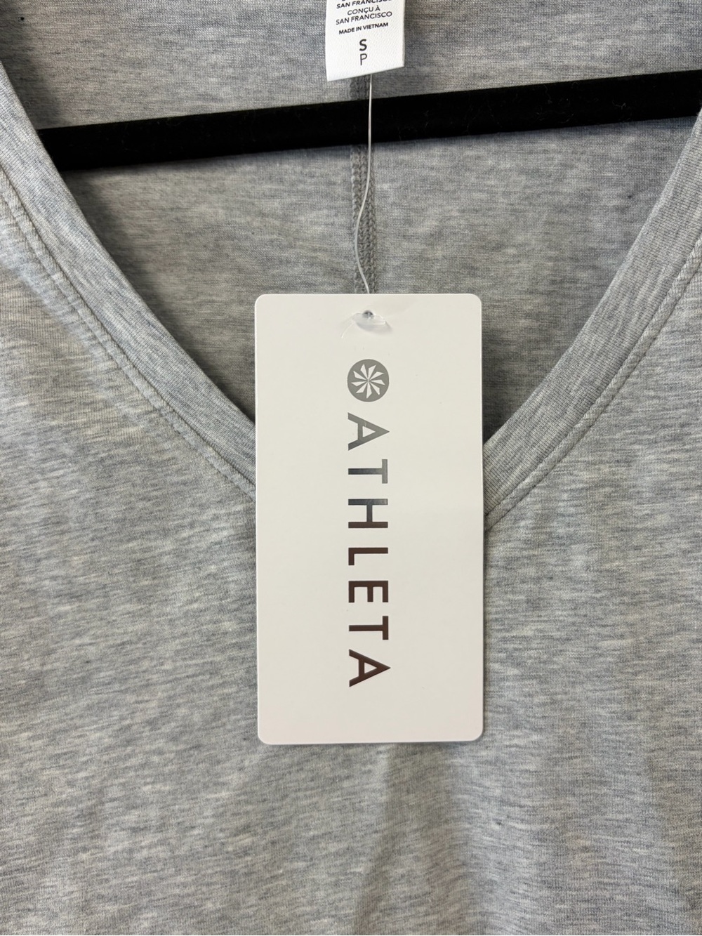 Essential V-Neck Long Sleeve Lightweight Cotton Top Heather Grey Size Small NWT - Picture 7 of 9